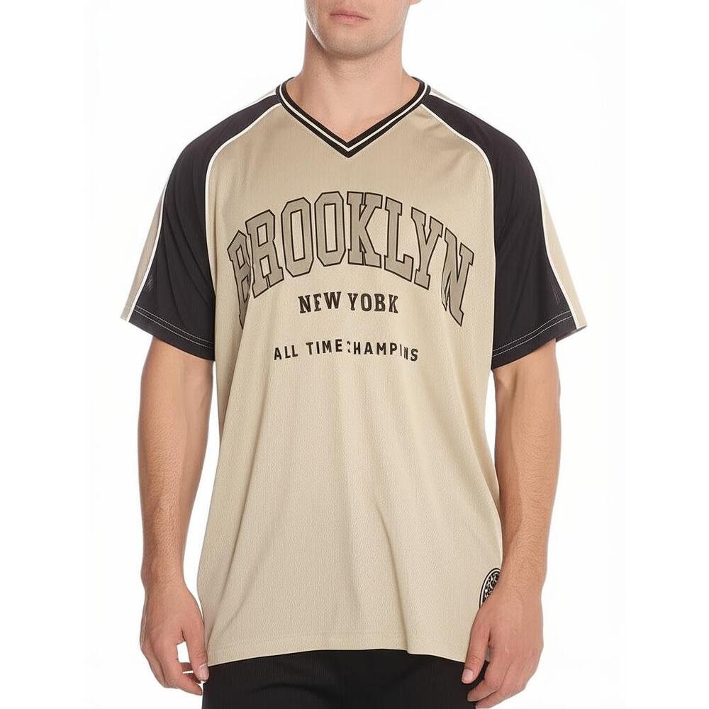 Brooklyn Cloth MFG Athletic Jersey Beige Brooklyn Graphic Streetwear Mens L